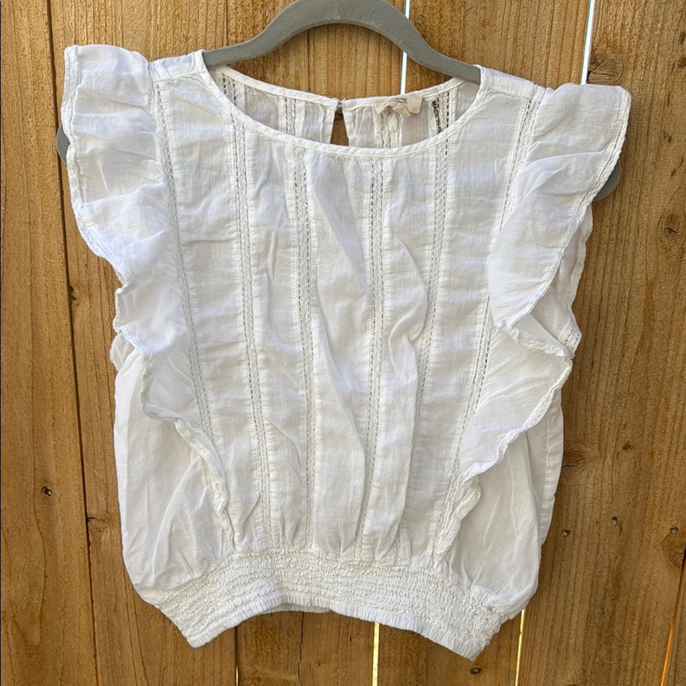 Elan White Sleeveless Ruffled Smocked Blouse - Picture 11 of 14